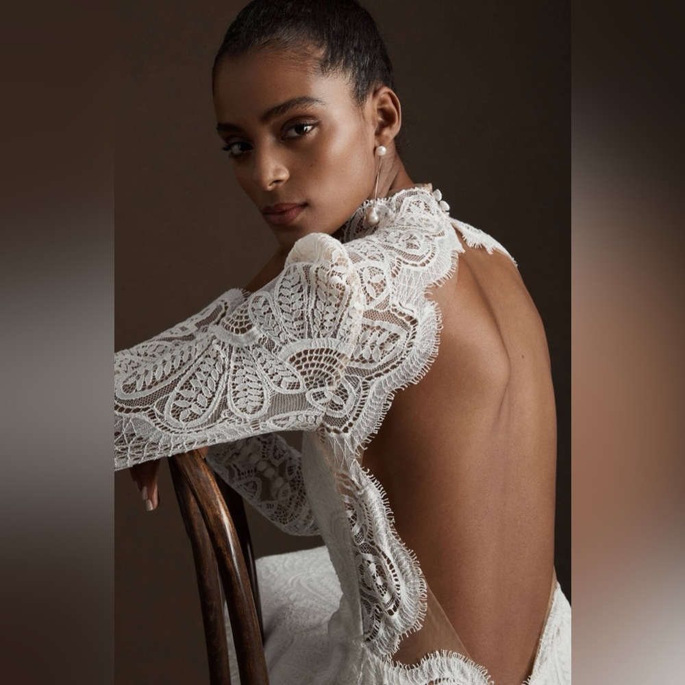 BHLDN Willowby by Watters Orianna High-Neck Open-Back Lace Wedding Gown - Picture 4 of 15